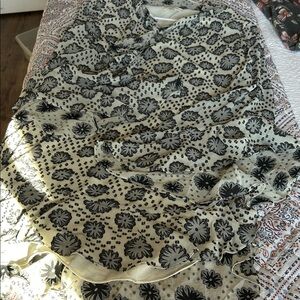 Max Studio Black and Cream Floral Midi Dress